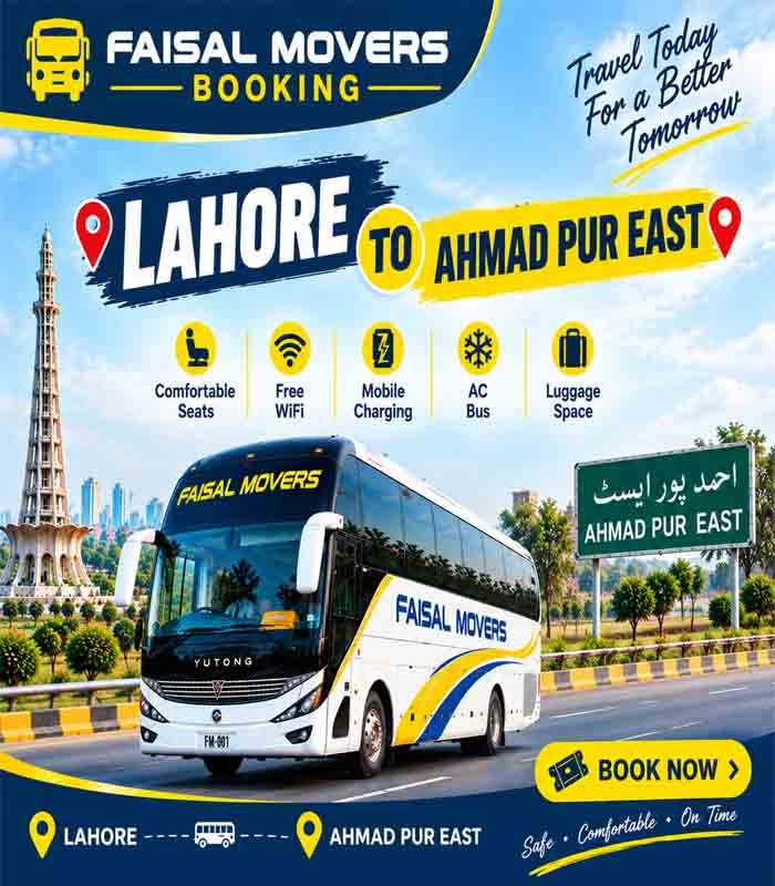 Faisal Movers booking Lahore to Ahmad Pur East bus