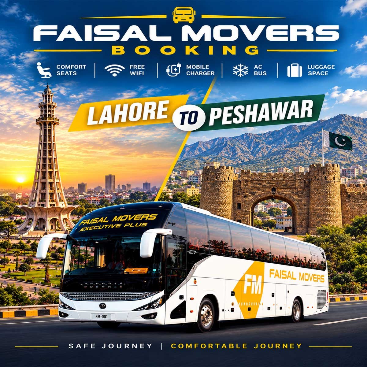 Faisal Movers Lahore to Peshawar bus