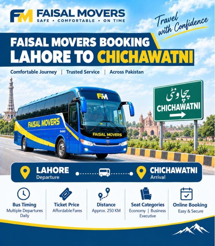 Faisal Movers booking Lahore to Chichawatni bus