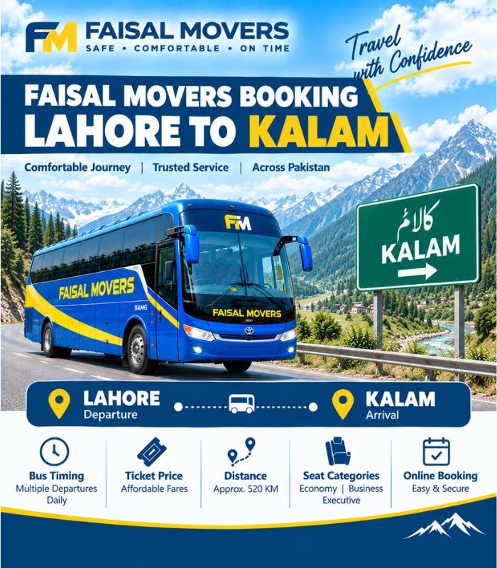 Faisal Movers booking Lahore to Kalam bus
