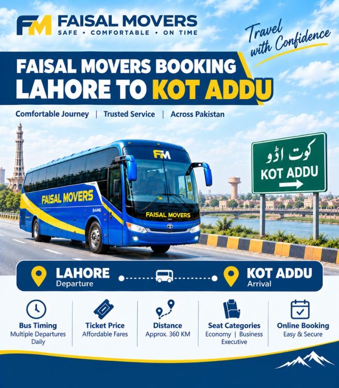 Faisal Movers booking Lahore to Kot Addu bus