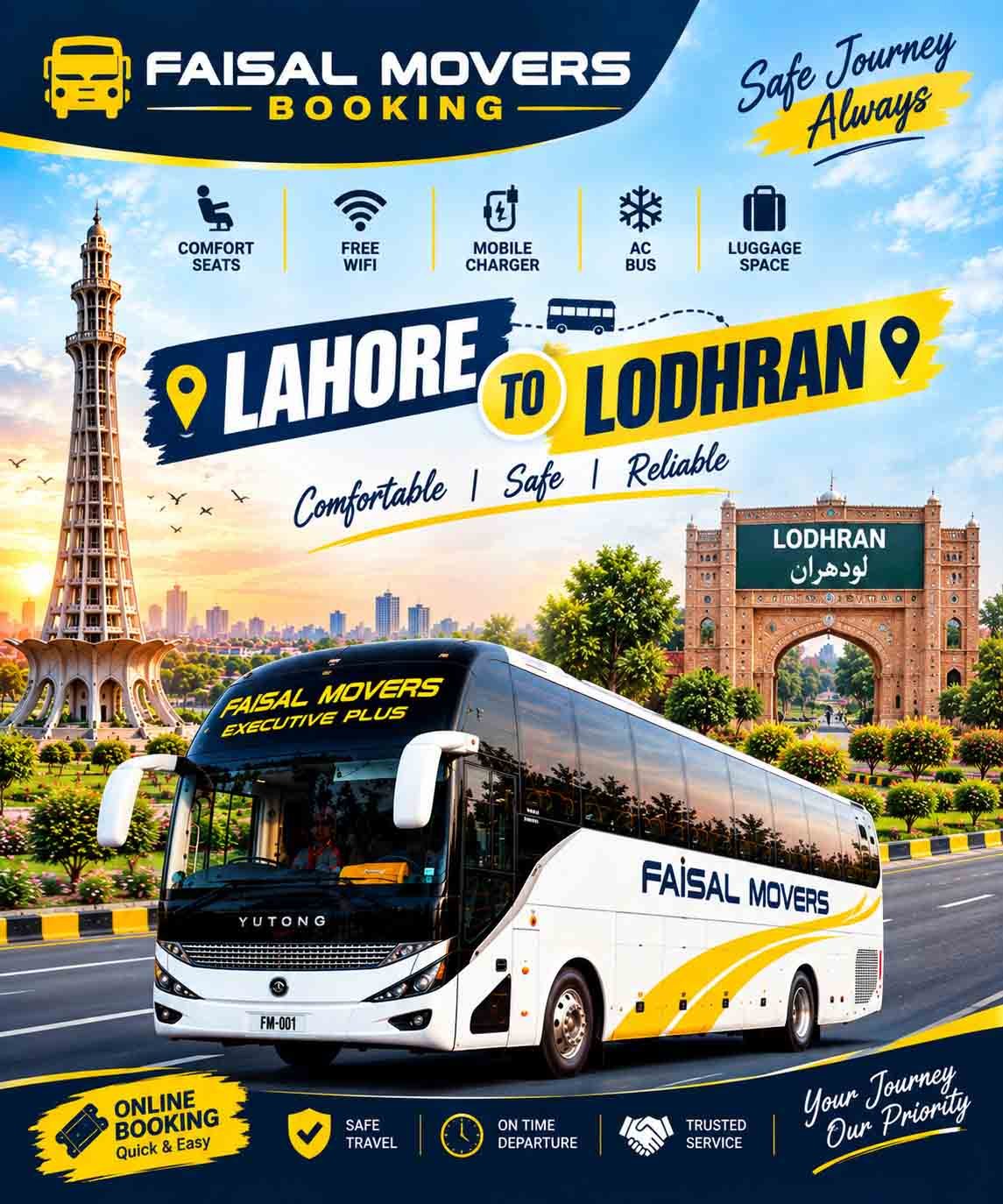 Faisal Movers booking Lahore to Lodhran bus service