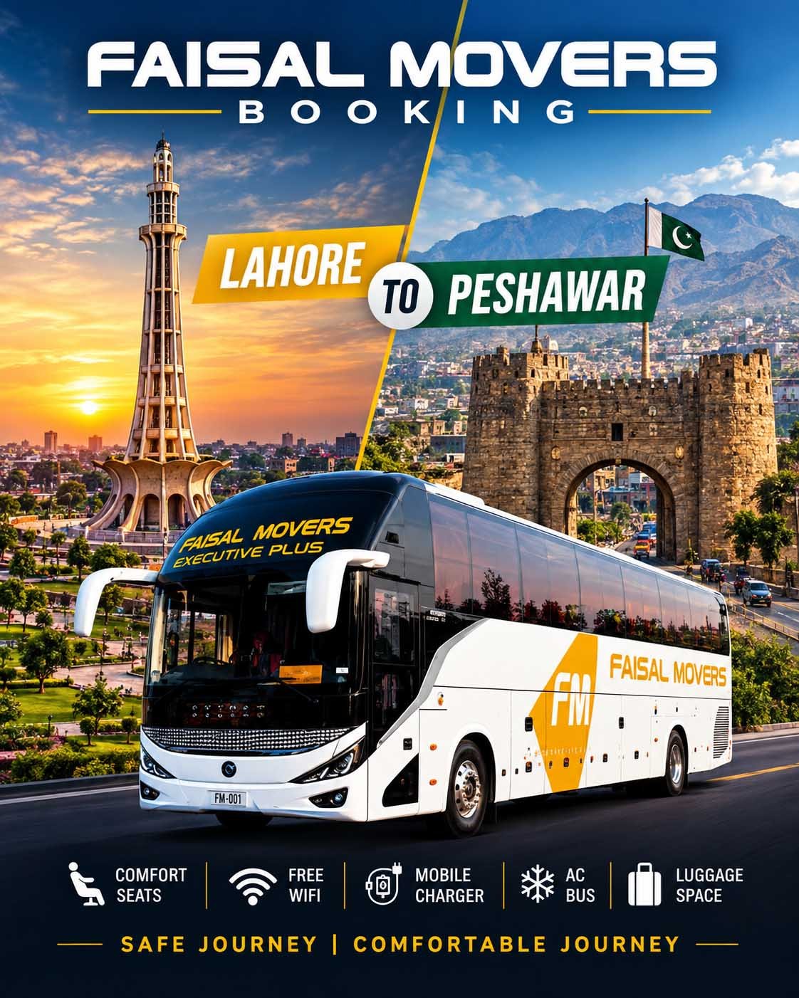 Faisal Movers Lahore to Peshawar bus service