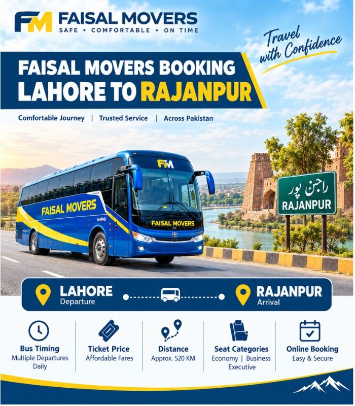 Faisal Movers booking Lahore to Rajanpur bus