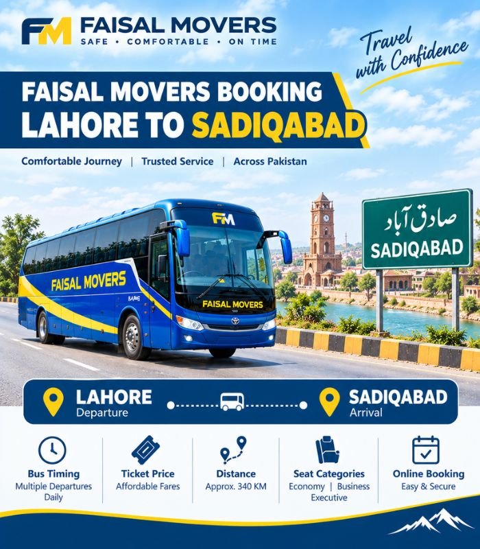 Faisal Movers booking Lahore to Sadiqabad bus