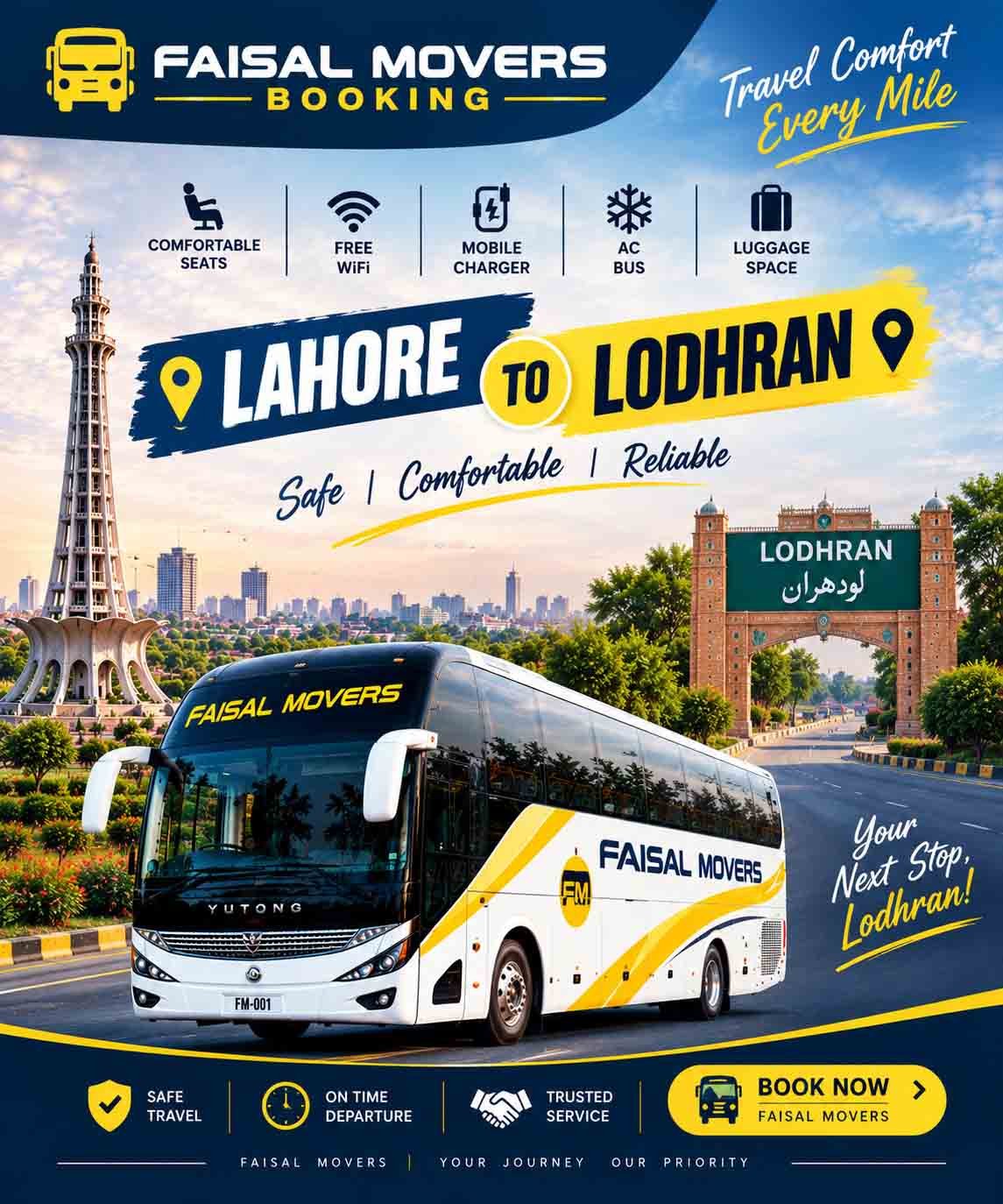 Lahore to Lodhran distance and travel time by bus